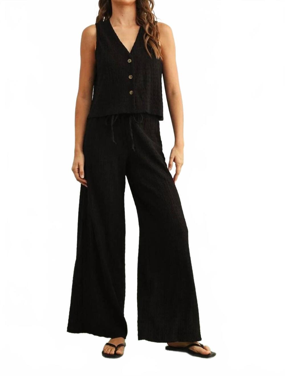 NEW MIOU MUSE textured wide-leg pant in coal